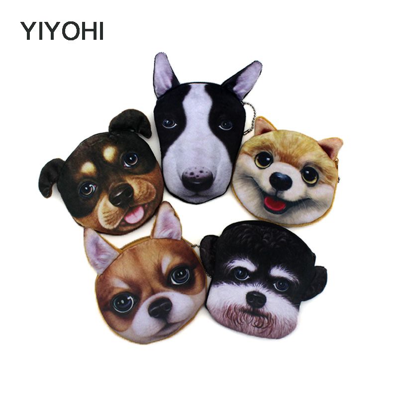 Wholesale YIYOHI New Cute Style Novelty 3D Animals Cat & Dog Zipper Plush Coin Purse Kawaii ...