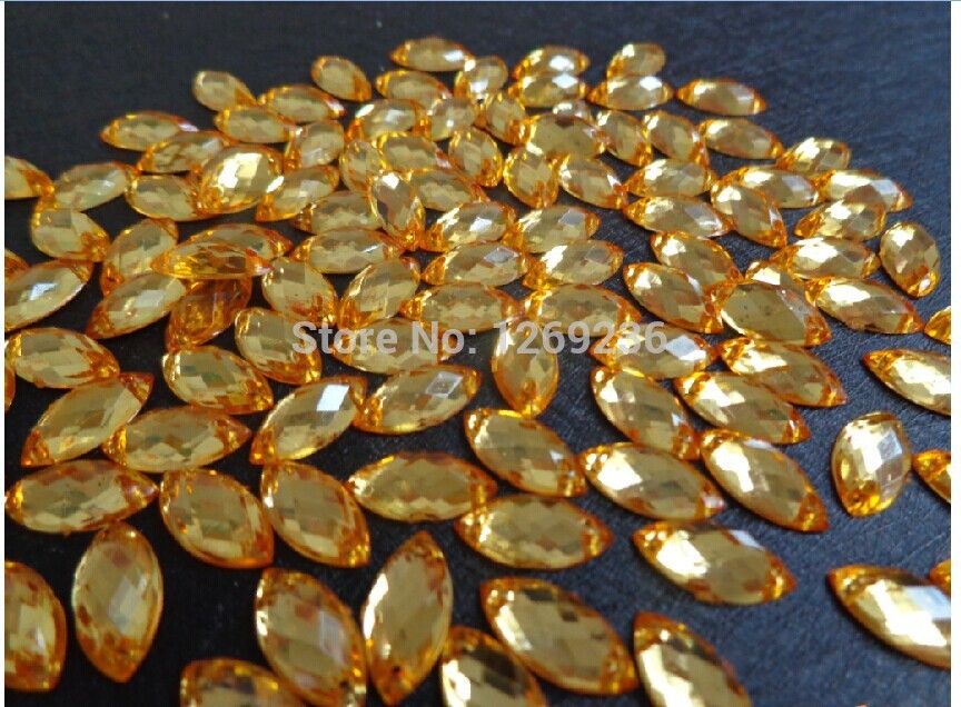 2019 Wholesale 6*12 Light Gold Sew On Acrylic Crystal Rhinestone