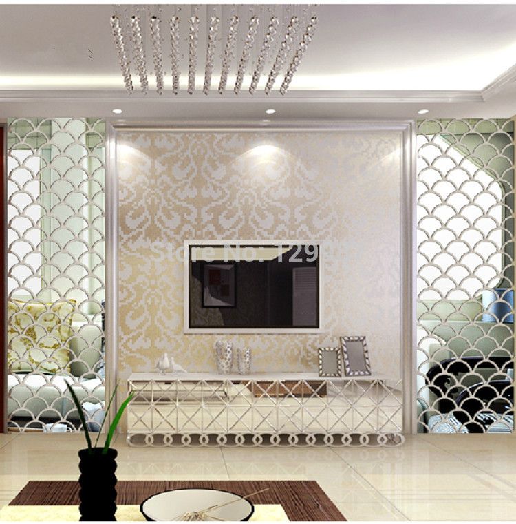 Mirrored Wall Decals new style 40x100cm 3d fish scale mirror wall stickers forliving Mirrored Wall Decals new style 40x100cm 3d fish scale mirror wall stickers forliving