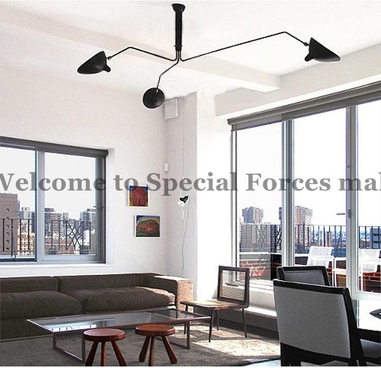 2020 Serge Mouille Three Arm Ceiling Light Modern Minimalist