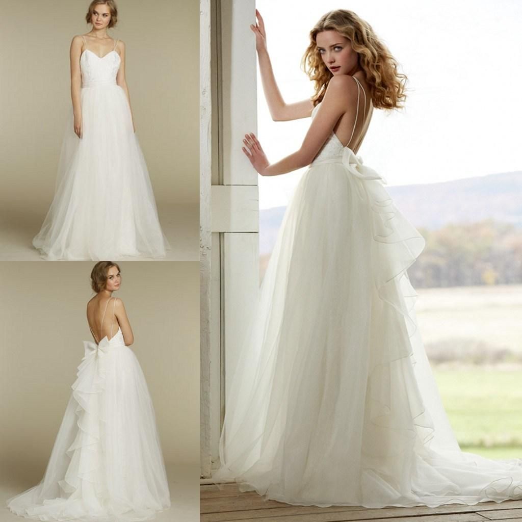 Discount Fitted Slim Lace Backless Bows Cheap Wedding Dresses For