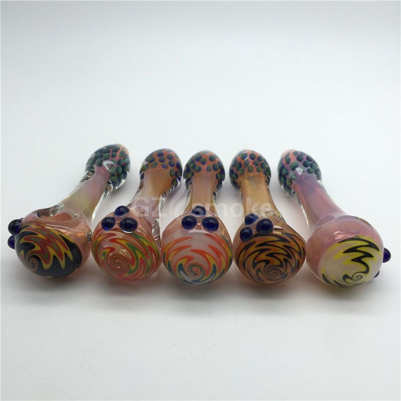 2021 Beautiful Pink 3D Glass Hand Pipes Smoking Pipe Spoon Colorful