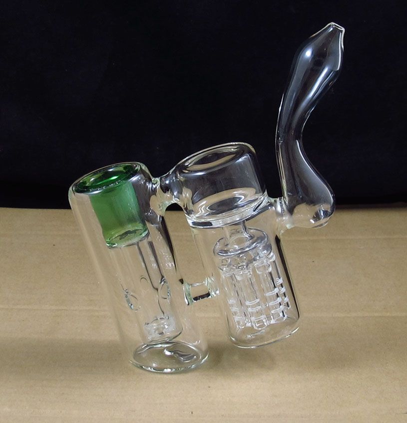 2020 Double Chamber Glass Water Bong Smoking Pipe Bubbler With Arm Tree
