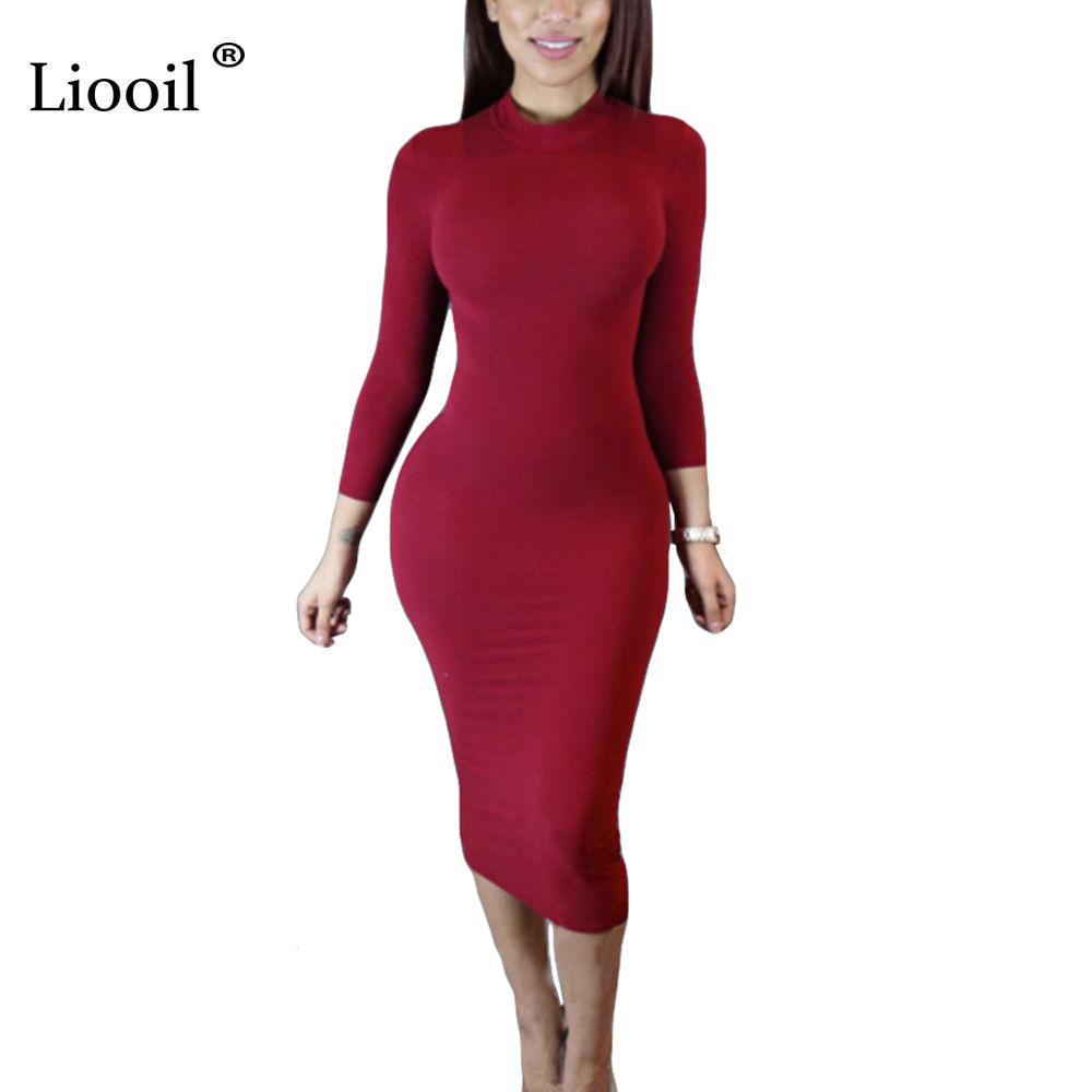 red long sleeve turtleneck dress
