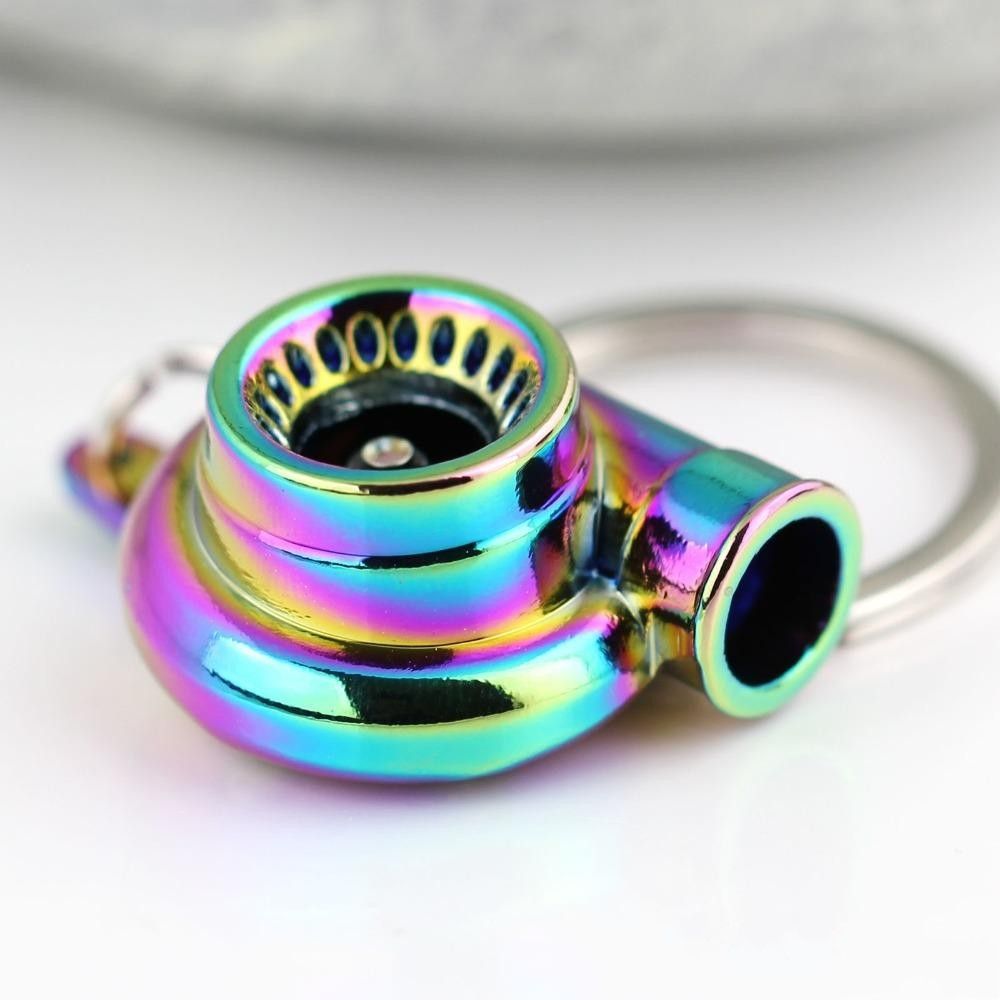 Rainbow Color Turbo Keychain Auto Parts Model Spinning Charming Turbocharger Keychain Key Chain