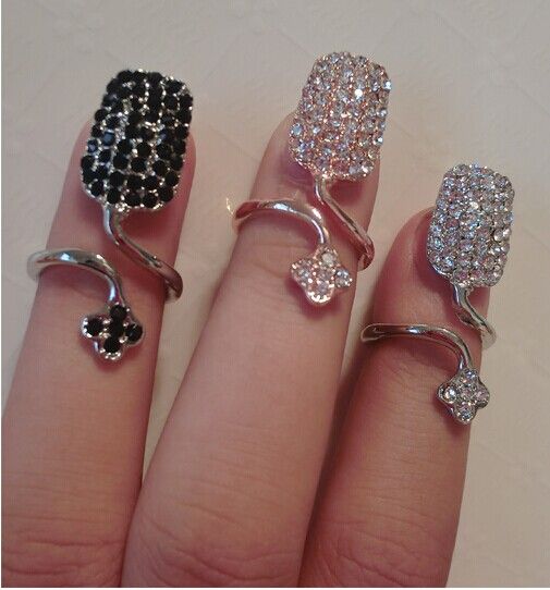 Full Diamond Finger Nail Ring Tip Jewelry Rings For Women Flower Ring From China Cluster Rings ...