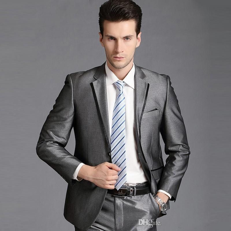 New Mens Grey Silver Blazer Trouser Suit Wedding Party Prom Business ...