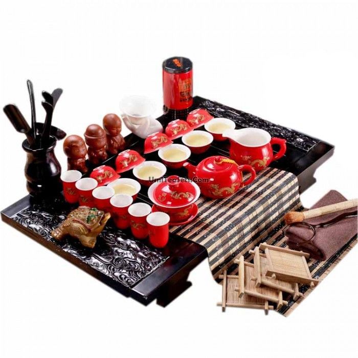2020 Red Dragon Gongfu Tea Set With Tea Tray From Umiteasets, 130.66