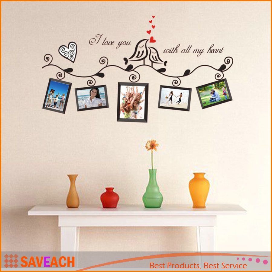 Love Birds Photo Frame Art Wall Stickers Decal Romantic Wedding Love Birds Photo Frame Art Wall Stickers Decal Romantic Wedding Living Room Bedroom Decor Decoration Adesivo De Parede Tree Decals From