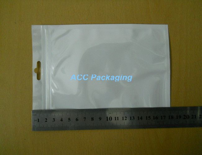 12x18cm 4.7"*7.1" White/ Clear Self Seal Zipper Plastic Packaging Bag Zipper Lock Bag Retail Package With Hang Hole