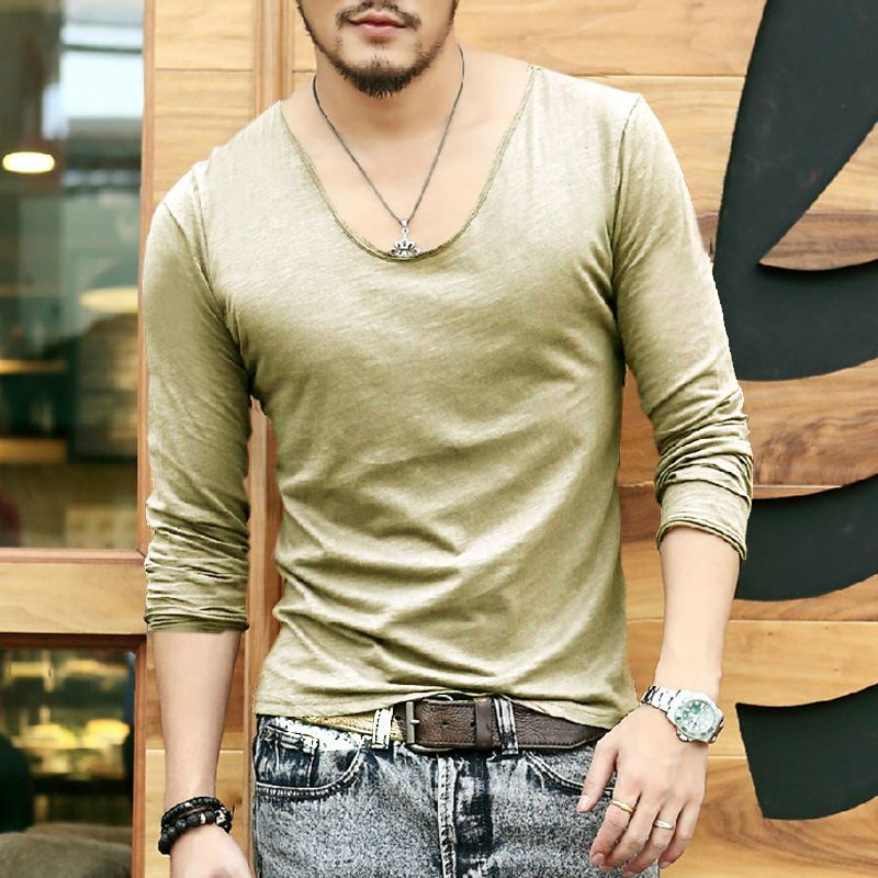 men deep v neck shirt