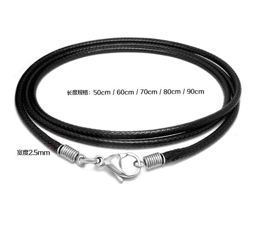 Black Wax Rope Cord Necklace With 