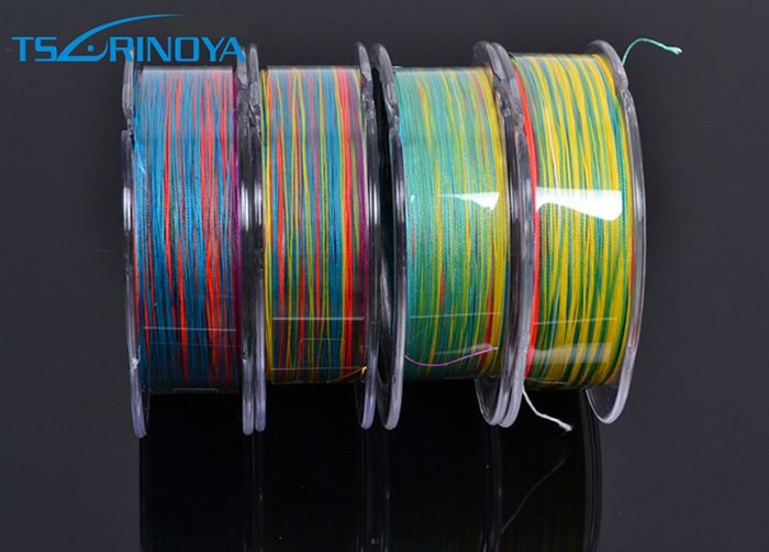2020 Rainbow Multi Color Sinking PE Fishing Line 4 Strands Braided