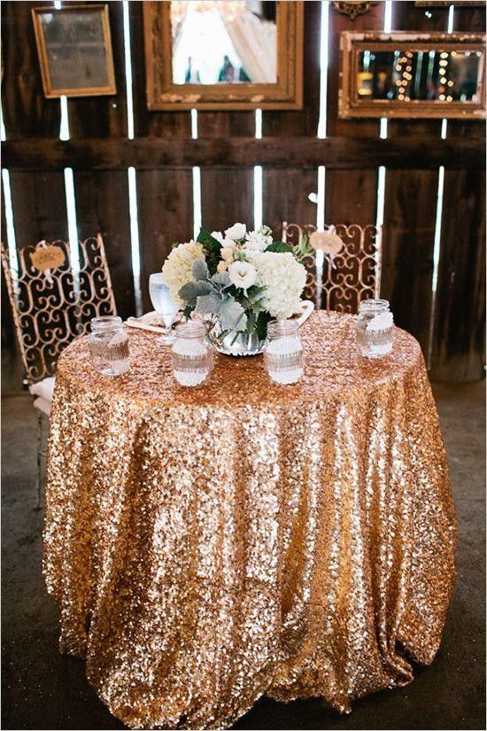 New Bling Rose Gold Sequins Table Cloth Wedding Party Round