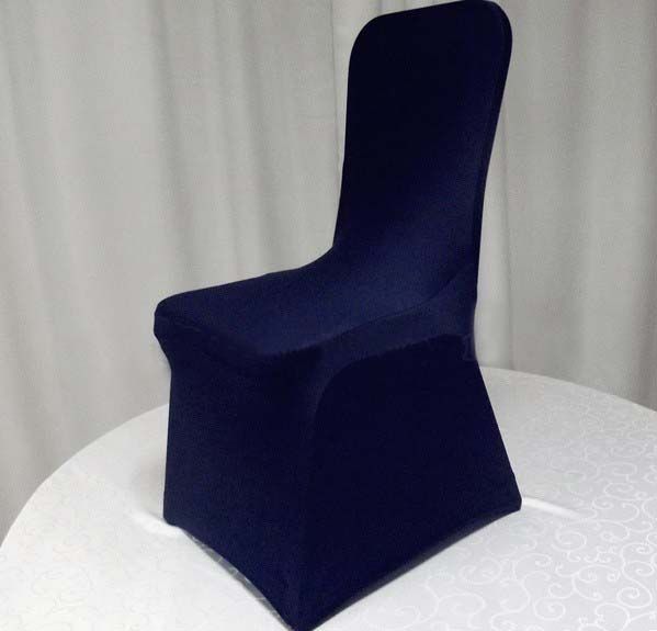 Navy Blue Lycra Spandex Chair Cover Flat Front Stretch Spandex Lycra Chair Cover For Hotel Banquet Wedding Decoration