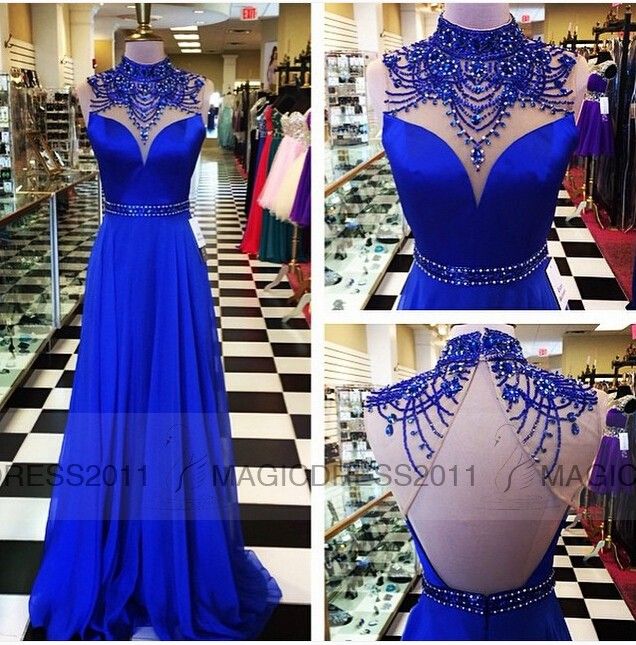 Gorgeous Evening Dresses Royal Blue Chiffon Formal Prom Gowns 2016 ...