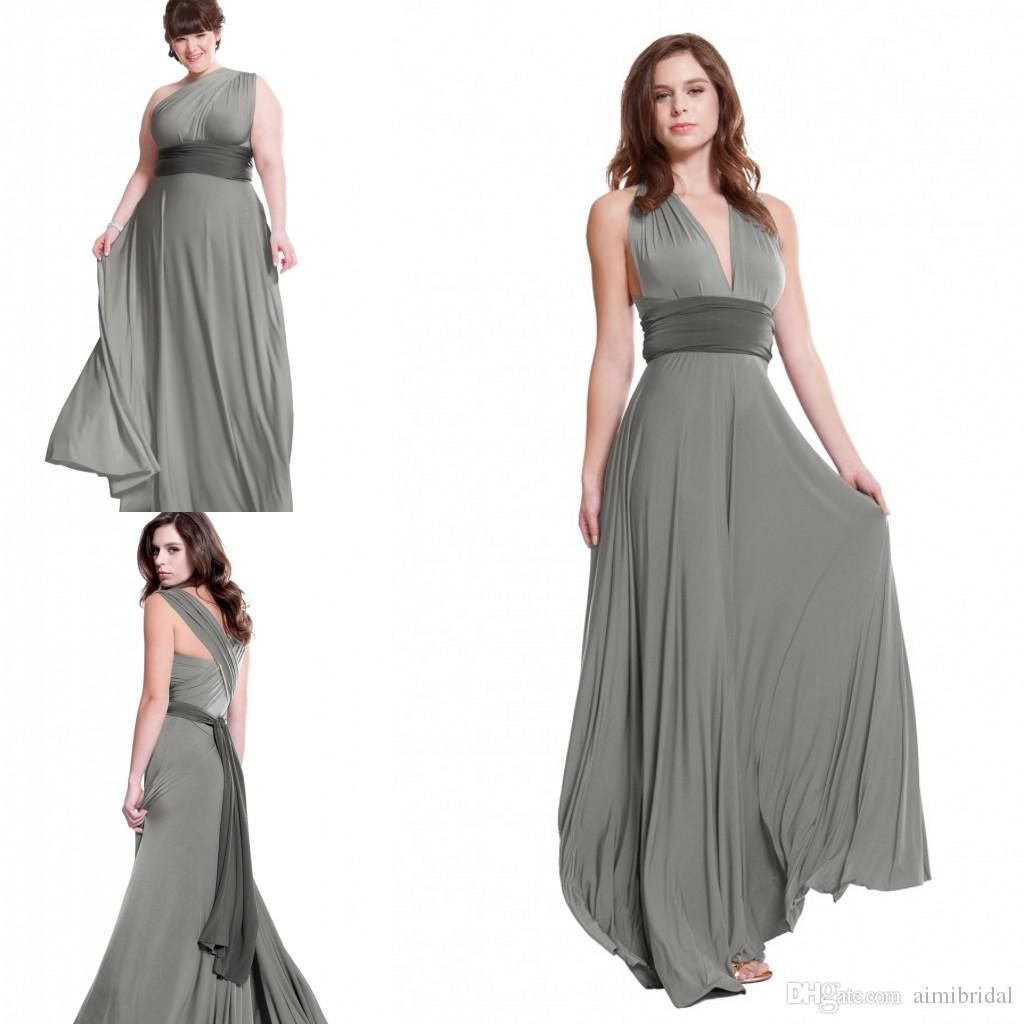 Charcoal Grey Convertible Bridesmaids Dresses 2017 A Line Chiffon Long ...