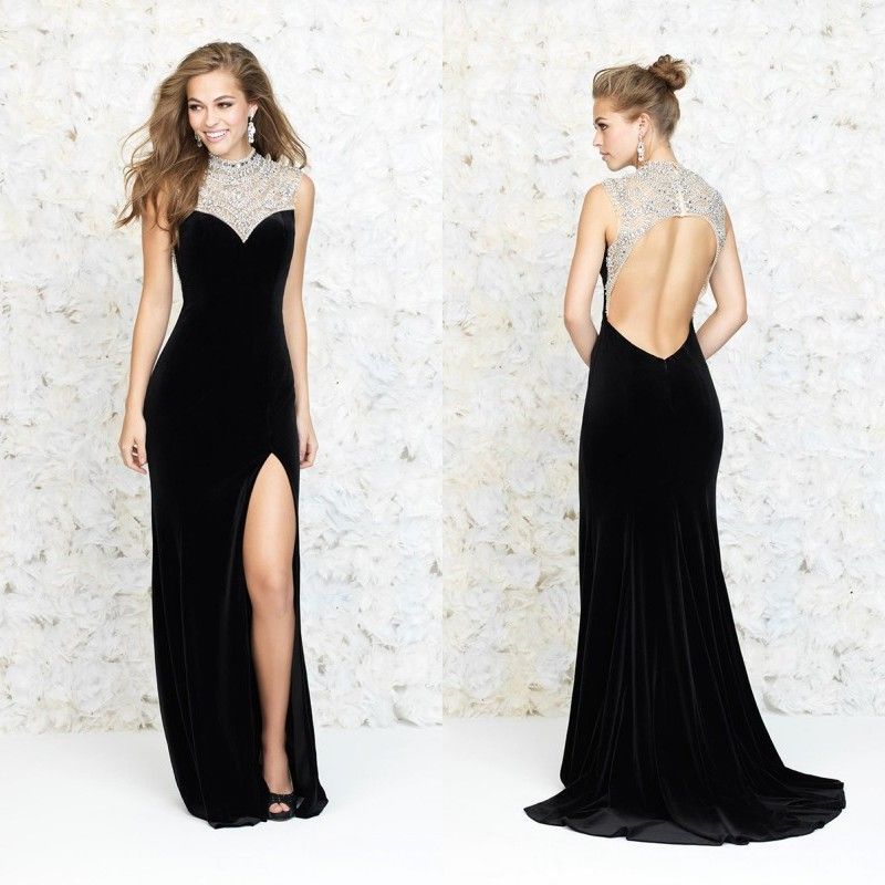 backless black evening gown