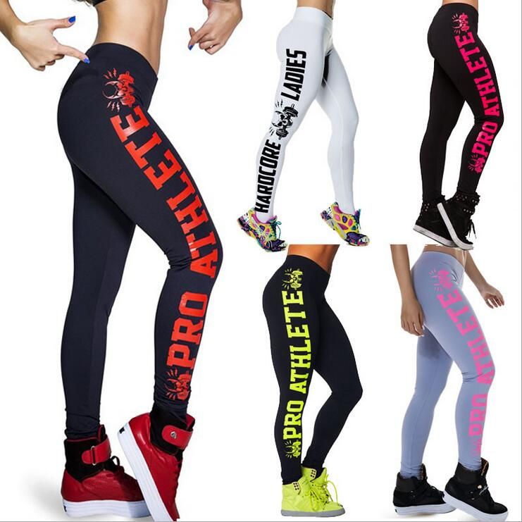 Womens Letter Print Slimming Leggings Fitness Pants (Size XL)8