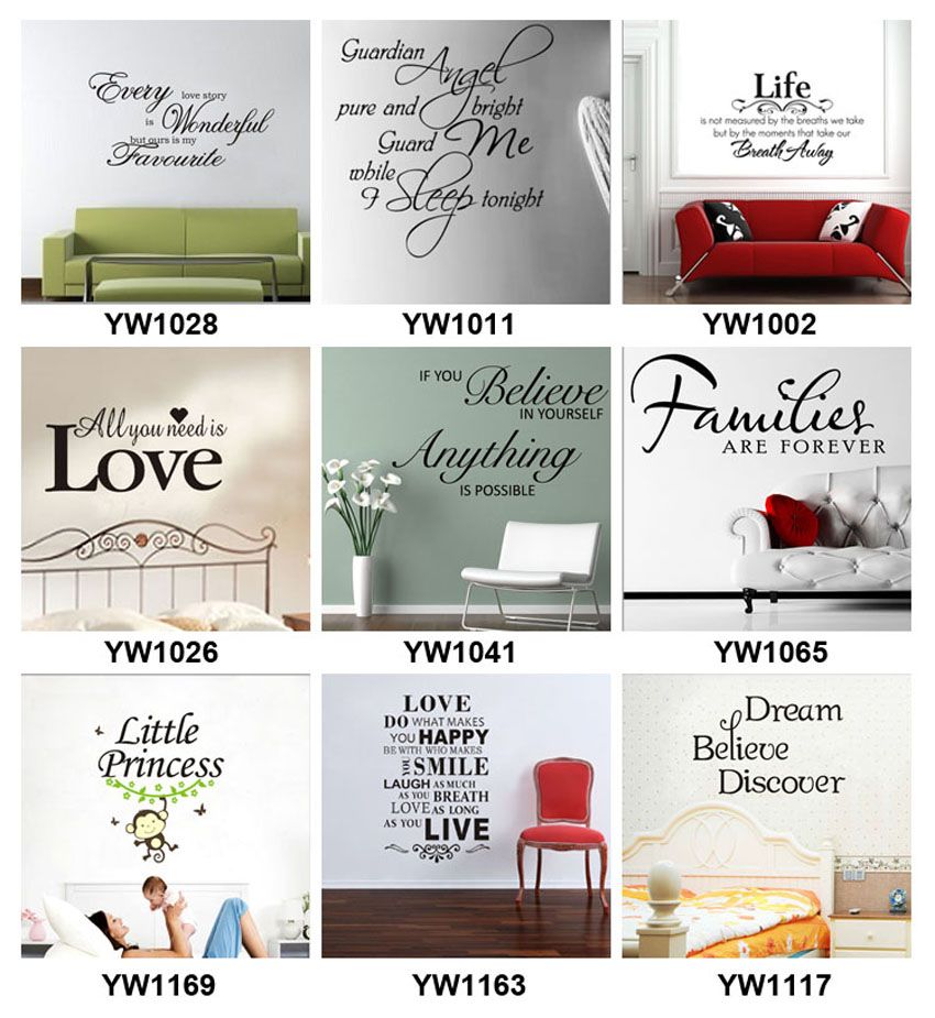 YW106560*80cm Wall Words Lettering Saying Wall Decor Sticker Vinyl Wall