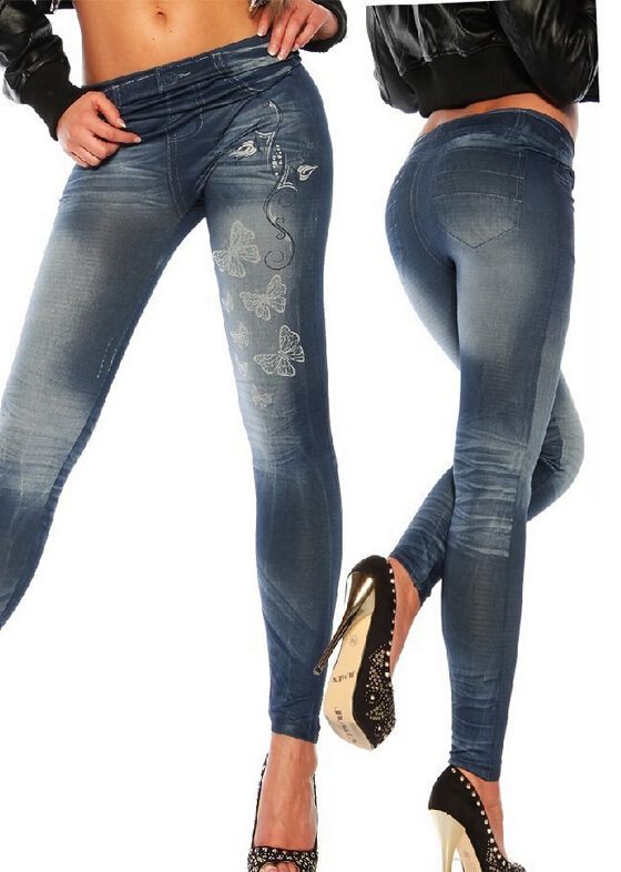 Compre Leggins Jeans Imitación Vaquero Mariposa Pequeña Leggings Impresos Para Mujeres Moda Al Por Mayor Gimnasio Pantalones Mujer Medias A 6,84 € Del Eastgrace | DHgate.Com