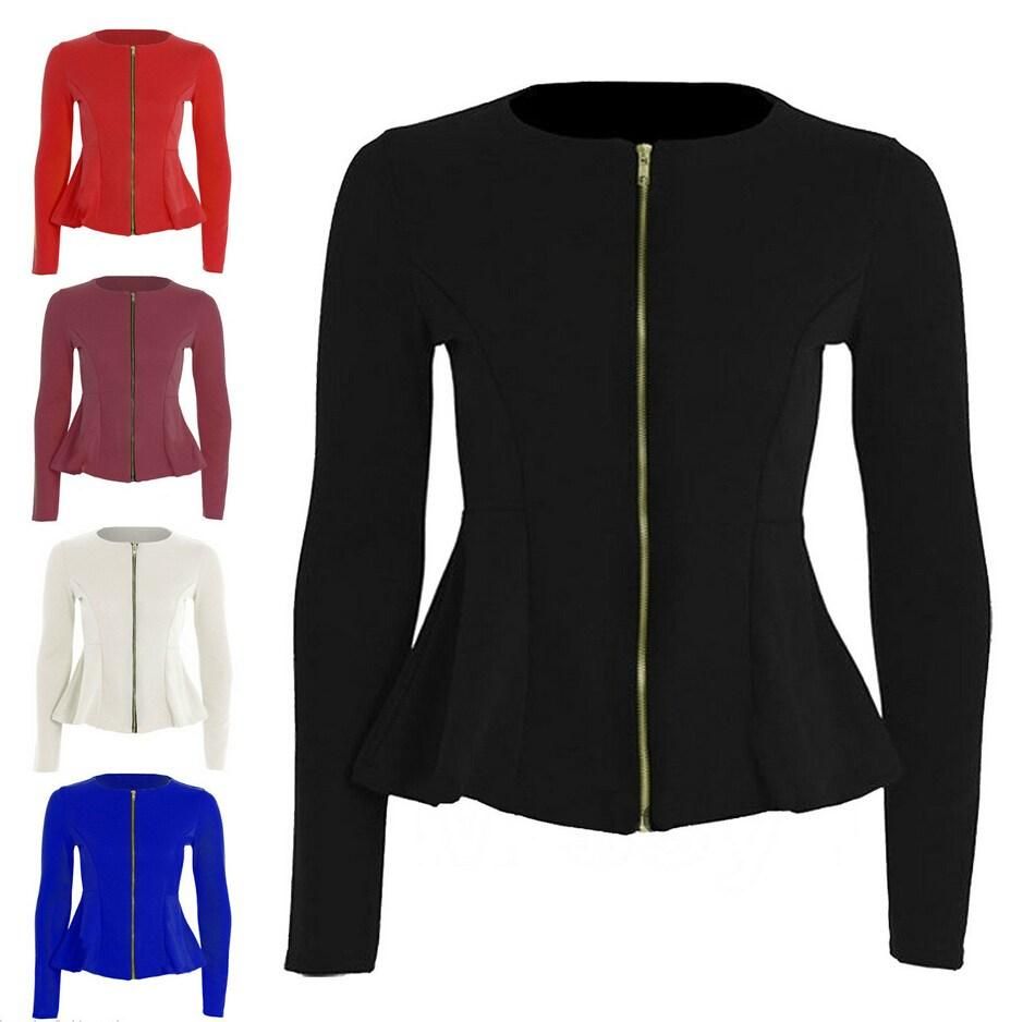 Hot Sale Formal Women Jackets Crew Neck Slim Blazer Winter Printed