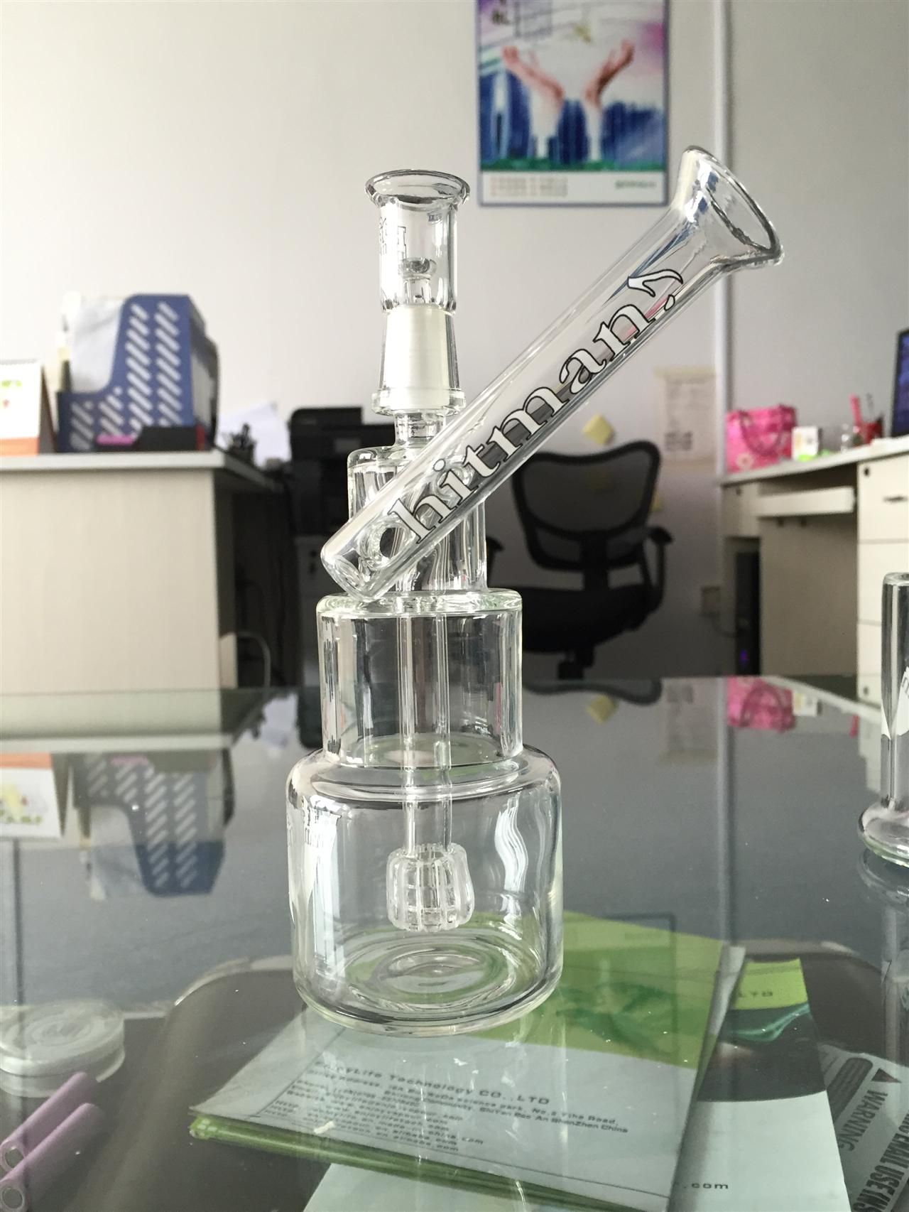 2019 2016 New Oil Rig HitMan Glass Water Bong Bottle Design Smoking Glass Pipe Oil Rig Glass