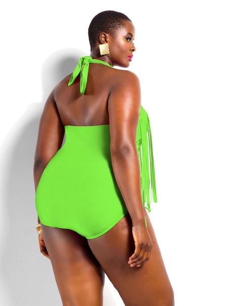 lime green plus size swimwear
