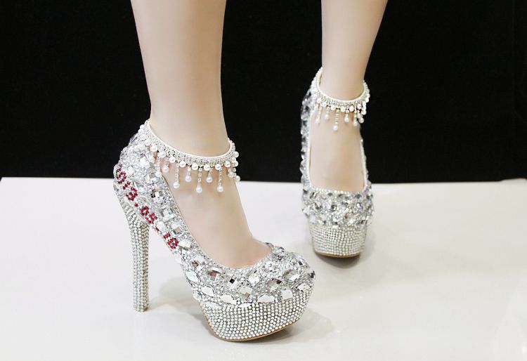 silver t bar wedding shoes