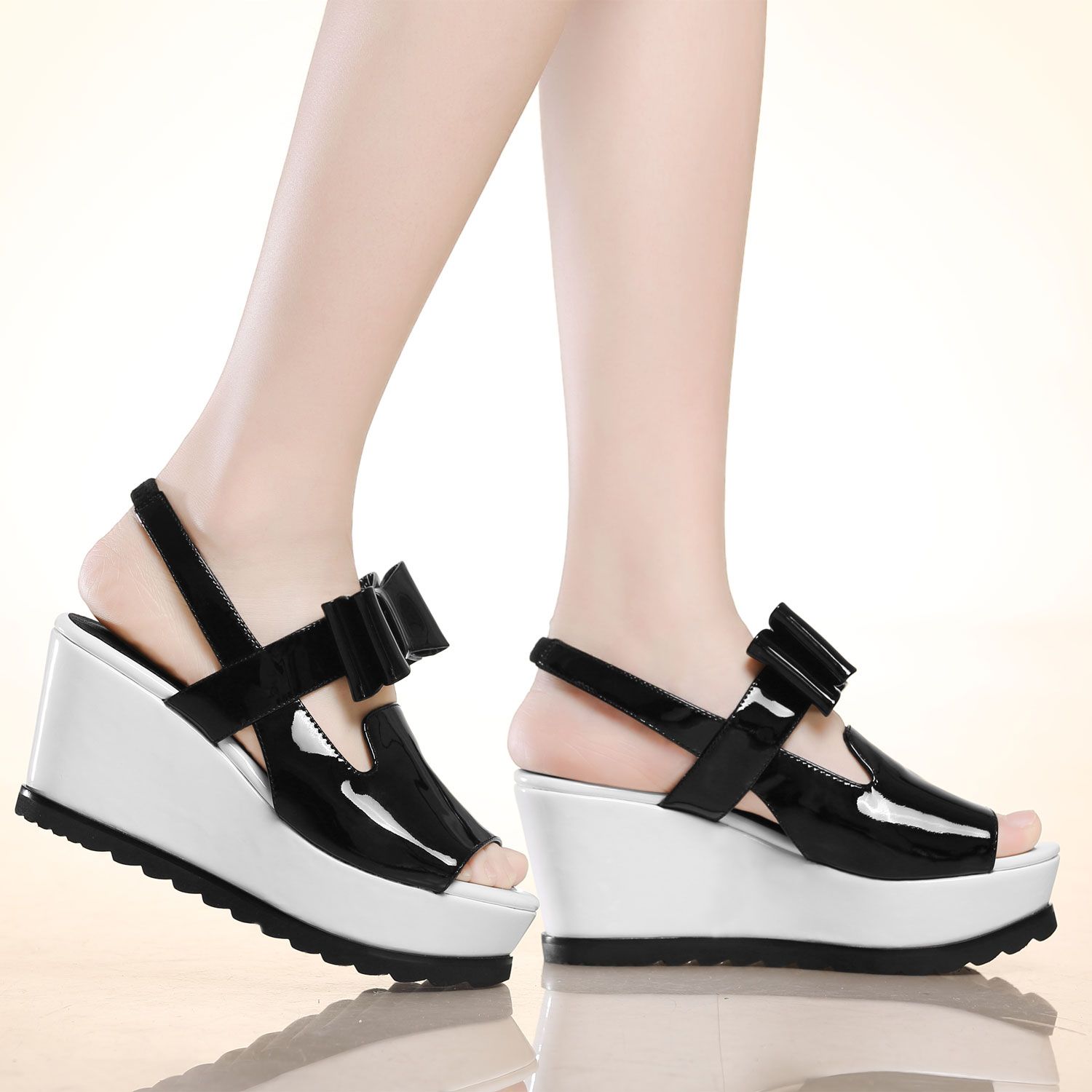 Komaic Leather Women Wedge Sandals Platform Women Sandals Shoes With ...