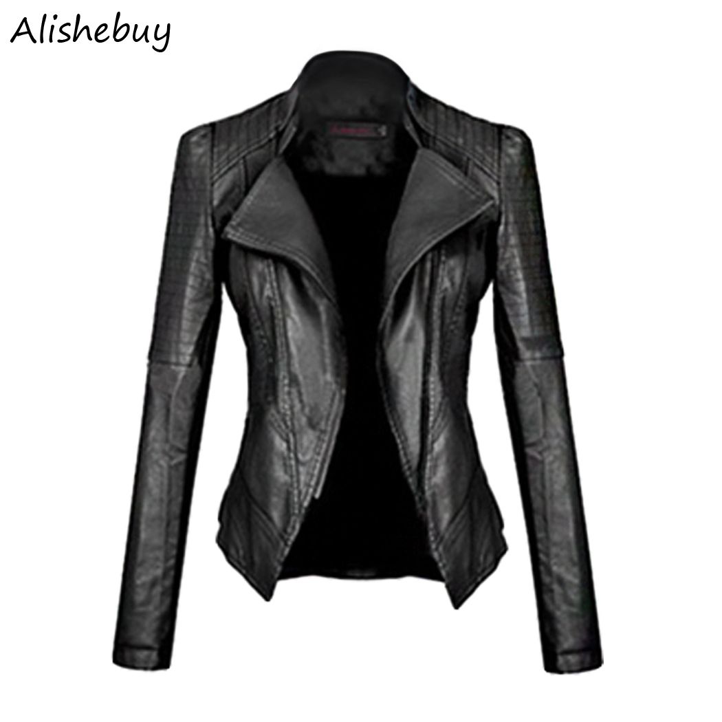 2018 Fashion Women Jackets Long Sleeve Motorcycle Coats Las Slim 2018 Fashion Women Jackets Long Sleeve Motorcycle Coats Las Slim Fitted Zip Up Plus Size Outwear Lapel Pu Leather Biker Jacket Black Sv008872 From U King