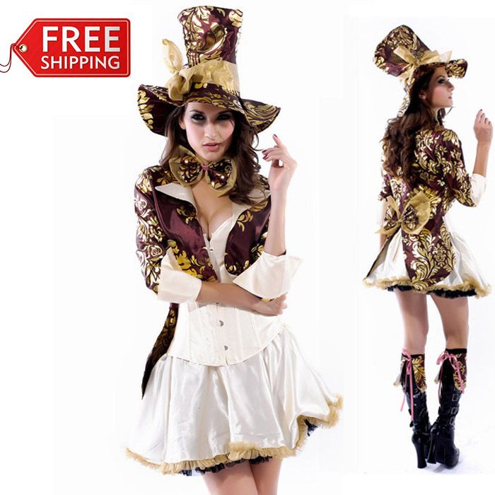 wholesale alice in wonderland costume women adult mad hatter costume halloween costumes for women magician cosplay sexy fantasy dress alice in wonderland