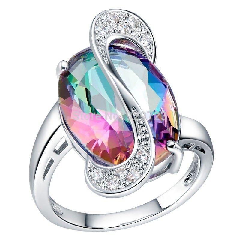 2018 hot sale wedding rings ornaments princess ring bluepurpleredgreenmulticolor crystal oval stone rings for women platinum plated from jettle - Green Wedding Rings 2018 hot sale wedding rings ornaments princess ring bluepurpleredgreenmulticolor crystal oval stone rings for women platinum plated from jettle - Green Wedding Rings