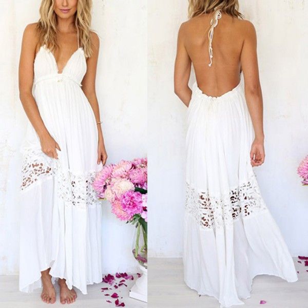 Sexy Women Lady Summer Boho Long Maxi Party Dress Beach Dresses Sundress Backless