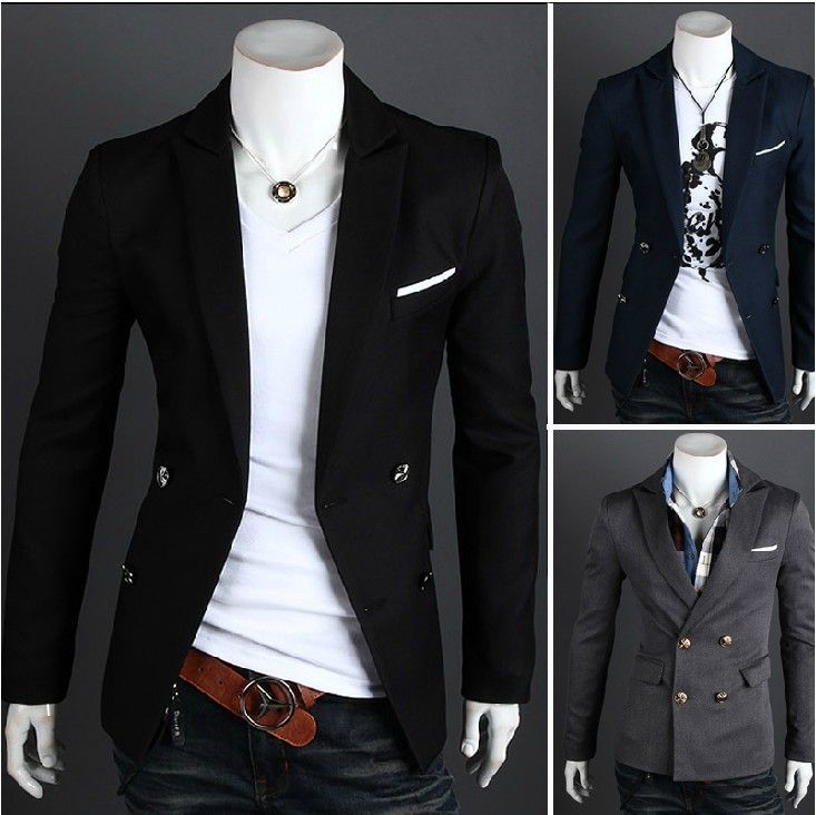 2015 New Fashion Mens Casual Clothes Slim Fit Stylish Suit Blazer Coats ...