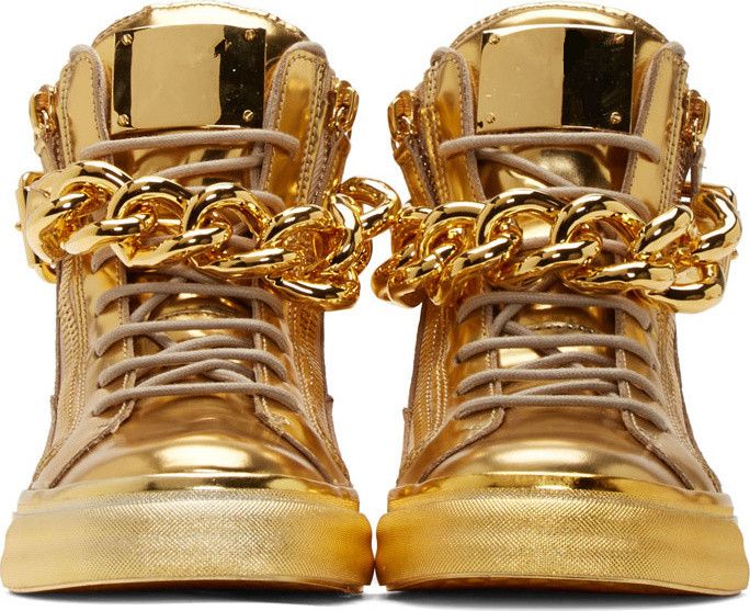 Top Brand Designer Zapatos Hombre Round Toe Men Hip Hop Sneakers Gold ...