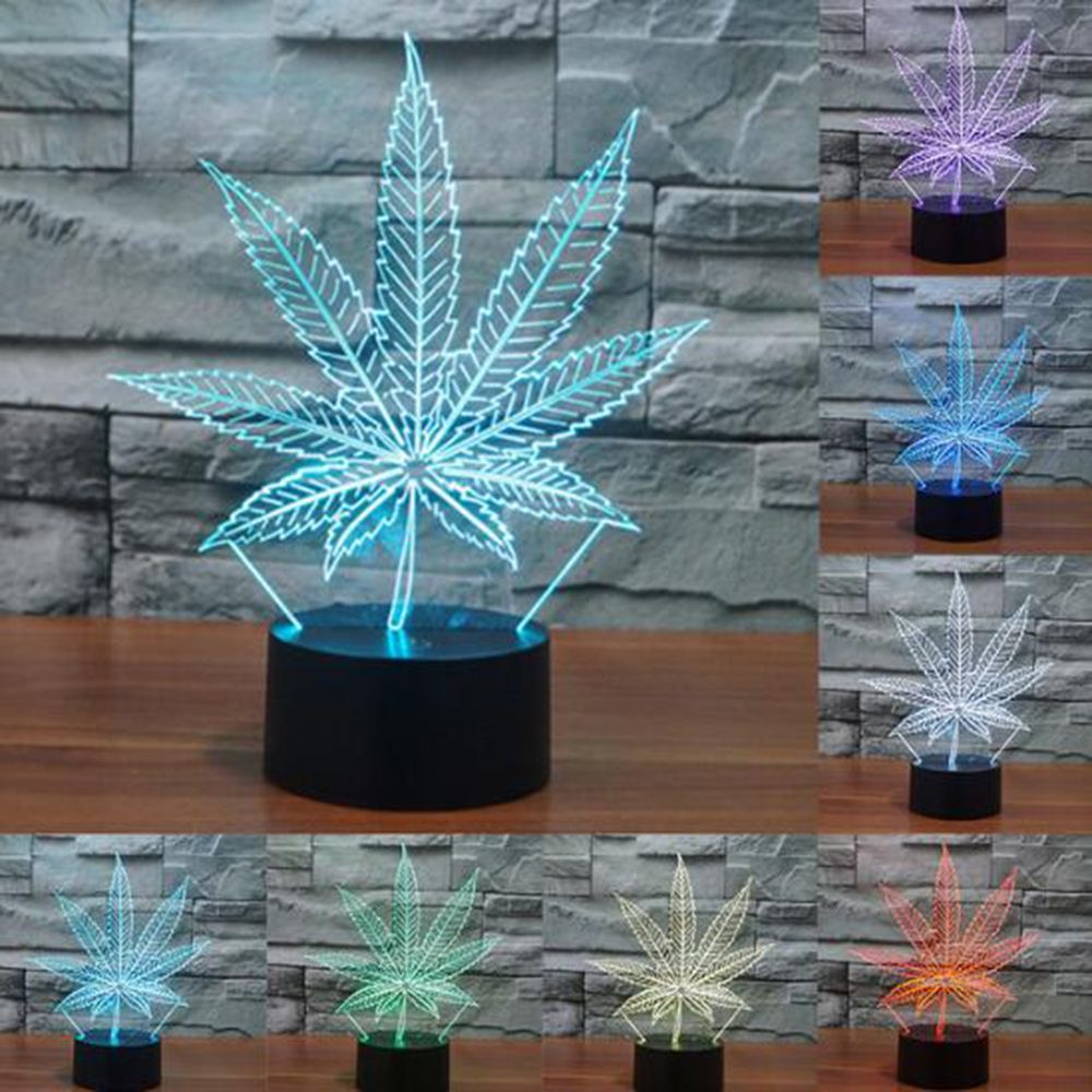 maple leaf 3d night light led touch switch leaves 3d lamp usb