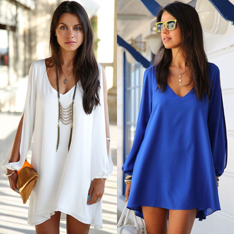 2015 New Sexy Womens Bodycon V Neck Open Sleeve Dresses Evening Party ...
