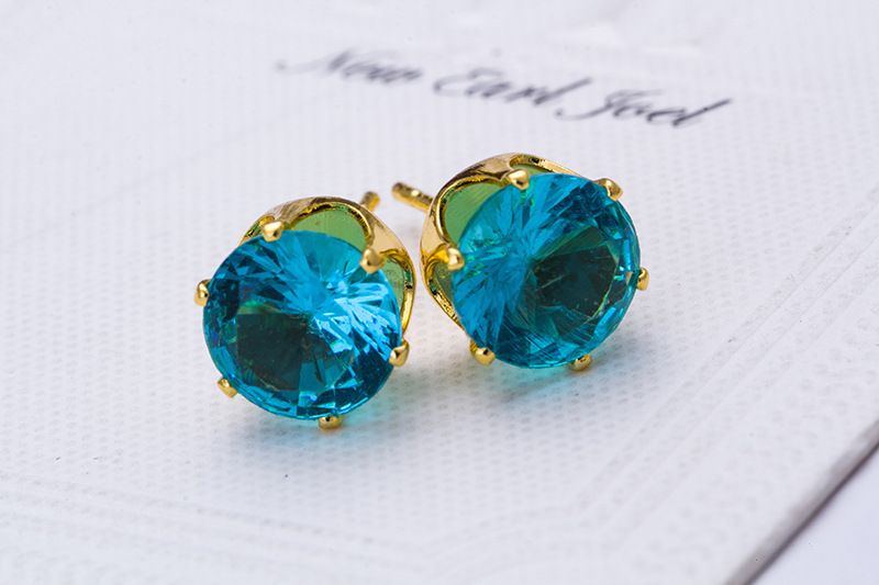 Серьги-гвоздики Оптовая мода круглый любимый дизайн 18 K позолоченные шипованные конфеты кристаллы CZ алмазные серьги-гвоздики для женщин