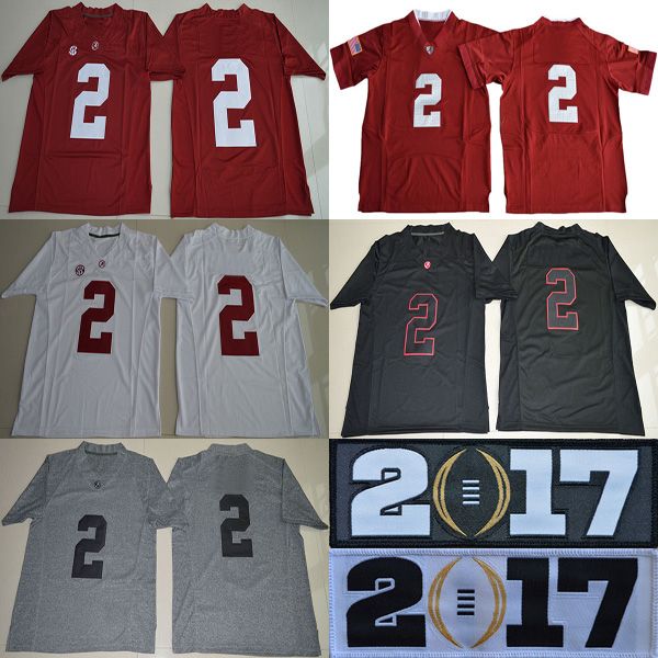 2019 Men College Alabama Jerseys White Red Black Gray 2 Jalen Hurts