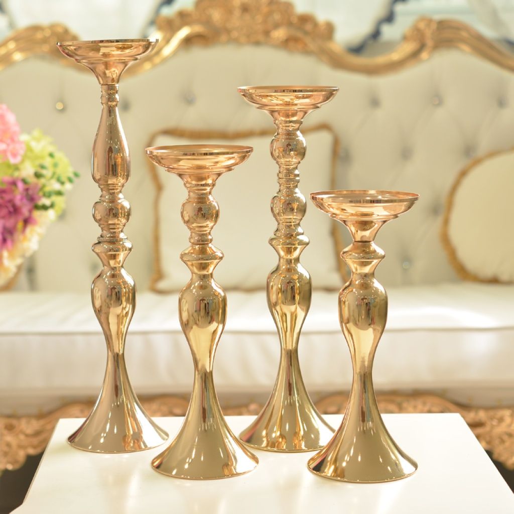 Mental Gold Mental Tall Candle Holders Centerpieces For Weddings