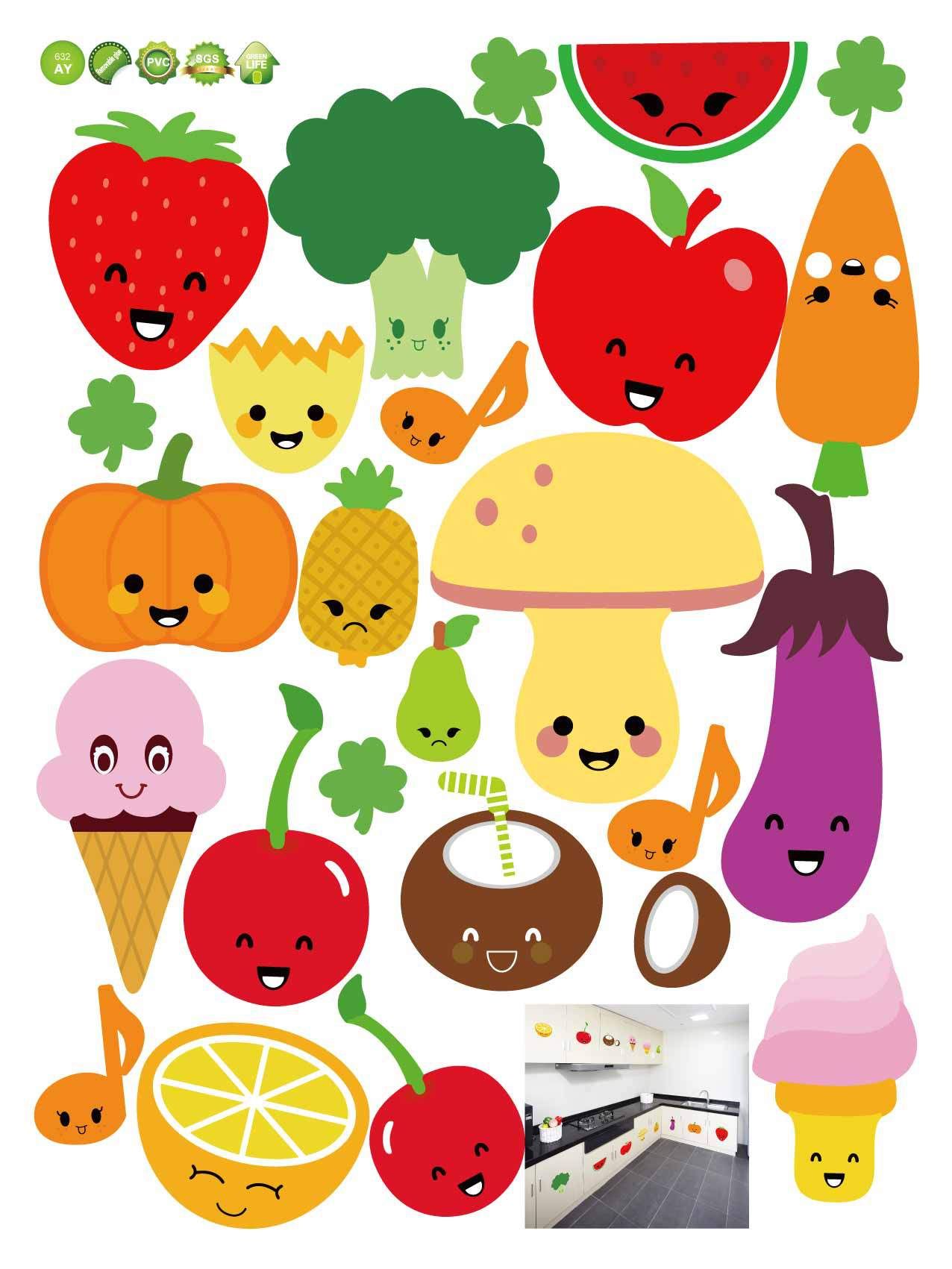 Fruit Wall Decor cute cartoon fruits wall art mural decor kitchen wall decoration Fruit Wall Decor cute cartoon fruits wall art mural decor kitchen wall decoration