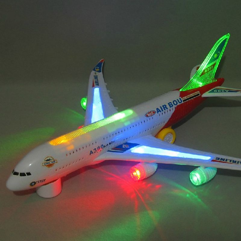 Bump Go Aeroplane Flashing Led Light Music Airbus Aircraft Model Toy