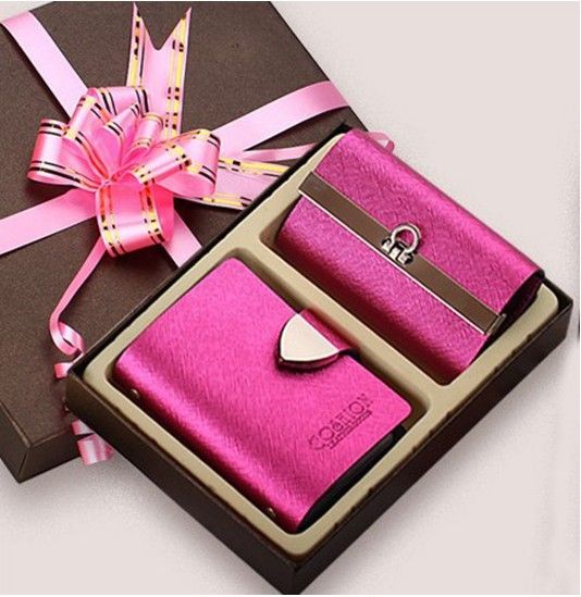 Wholesale-Top-grade Gift Sets Fashion Elegant Christmas Gifts Women\'s Cowhide Leather Credit&ID Holders Card Bag+Key Holder Wholesale-Top-grade Gift Sets Fashion Elegant Christmas Gifts Women\'s Cowhide Leather Credit&ID Holders Card Bag+Key Holder