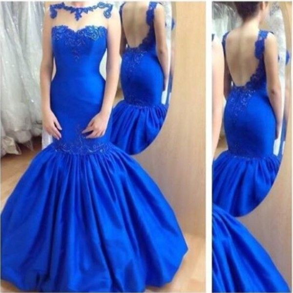 royal blue trumpet dress