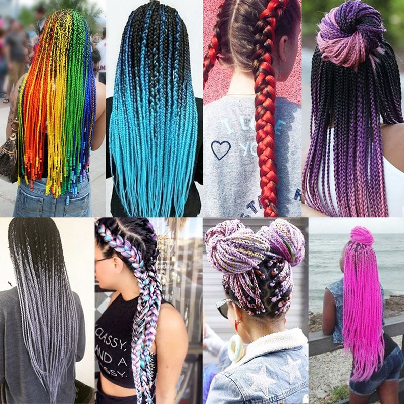Ombre Braiding Blue Green Yellow Hair Products Pure Red Synthetic