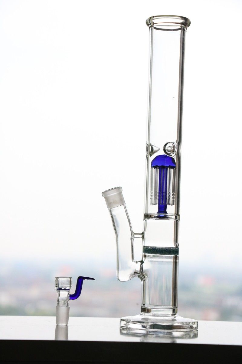 2020 Glass Bong 17inch/44cm Splash Guard Circular Percolator Double