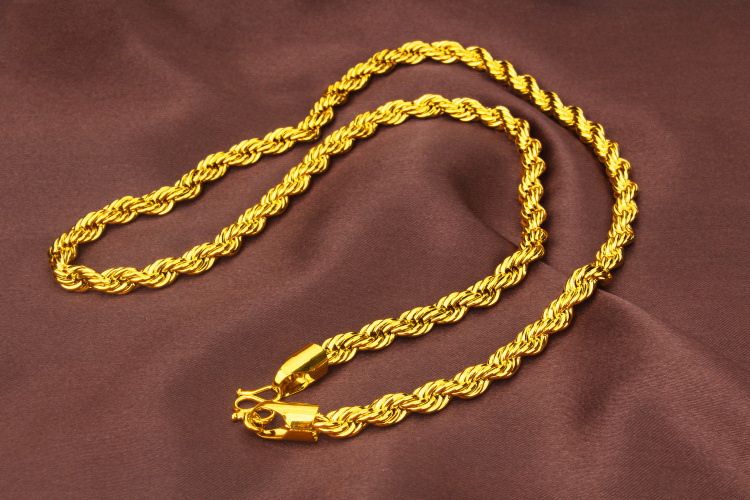 long 60cm men 24k yellow gold plated Hemp flowers necklace , Domineering chain for 2016 jewelry bijouterie statement collier