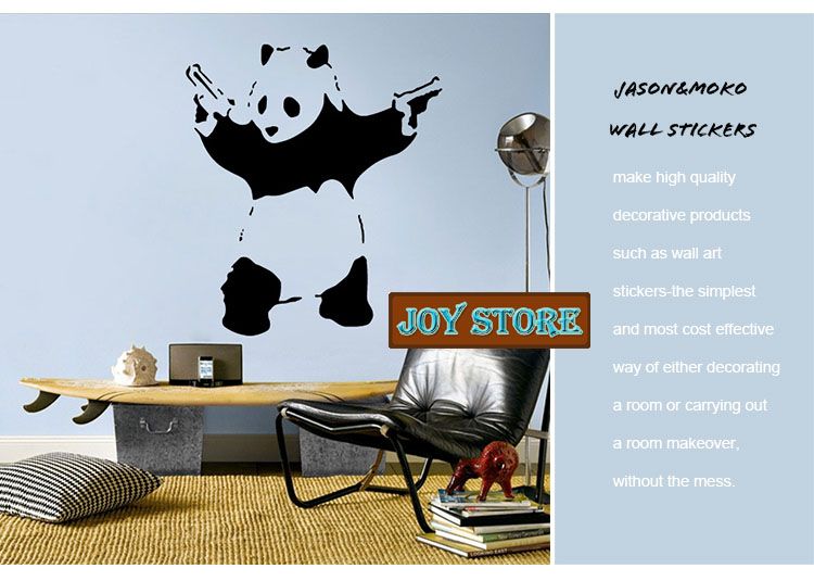 Free New Removable Vinyl Wall Stickers Banksy Decal Panda Art Home Decoration 58 67cm