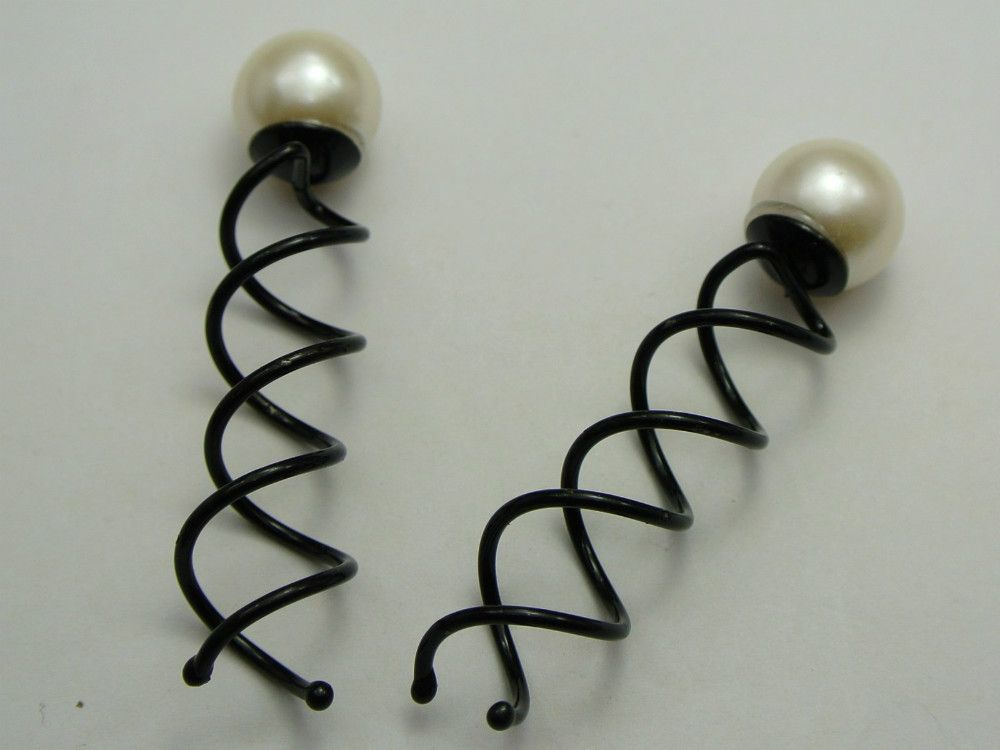 2019 10 Black Metal Twist Hair Pin Grips Spirals Bobby Pins With Pearl